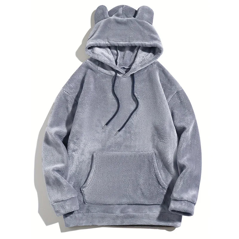 Men Fuzzy Fleece Hoodie