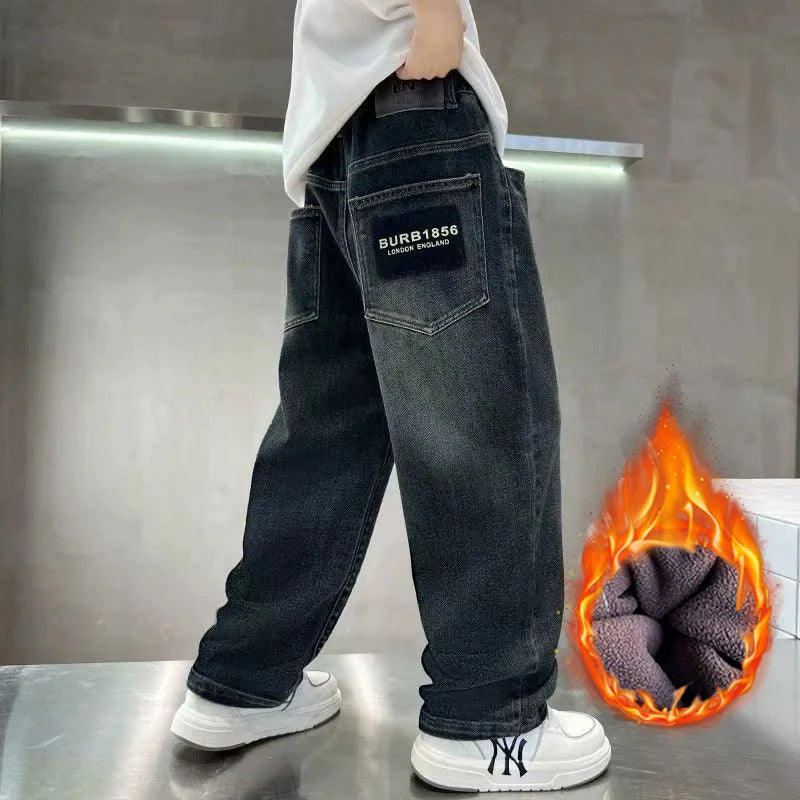 Boys Plush Warm Jeans