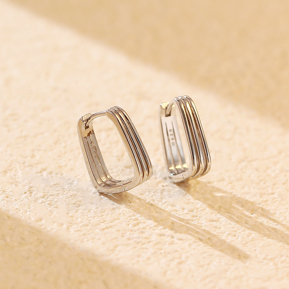 Silver Geometric Delicate Earrings Women