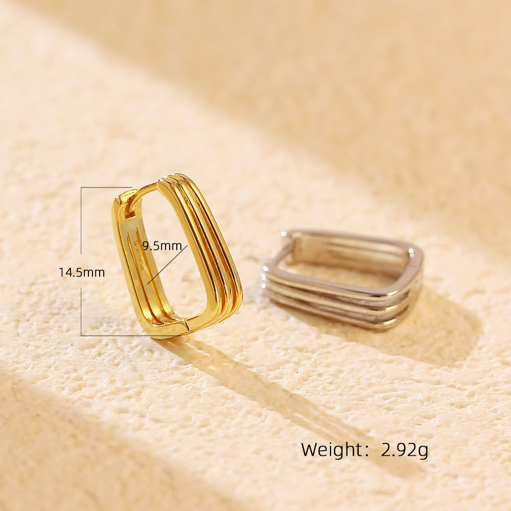 Silver Geometric Delicate Earrings Women