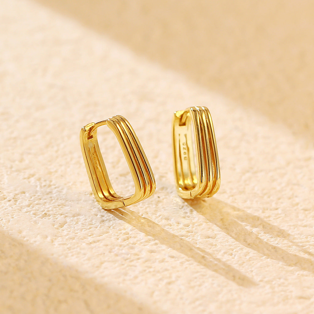 Silver Geometric Delicate Earrings Women