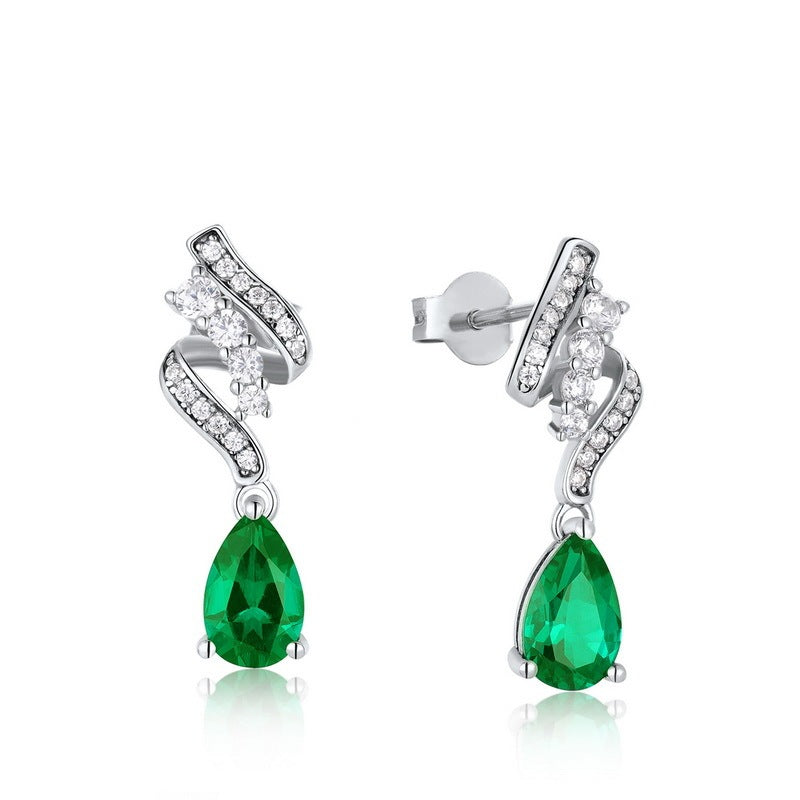 S925 Silver Emerald Earrings