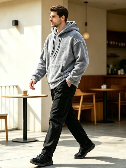 Men Fuzzy Fleece Hoodie