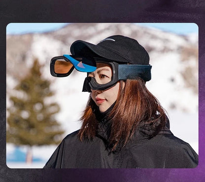 Magnetic Flip Cover Double Layer Anti-Fog Ski Goggles