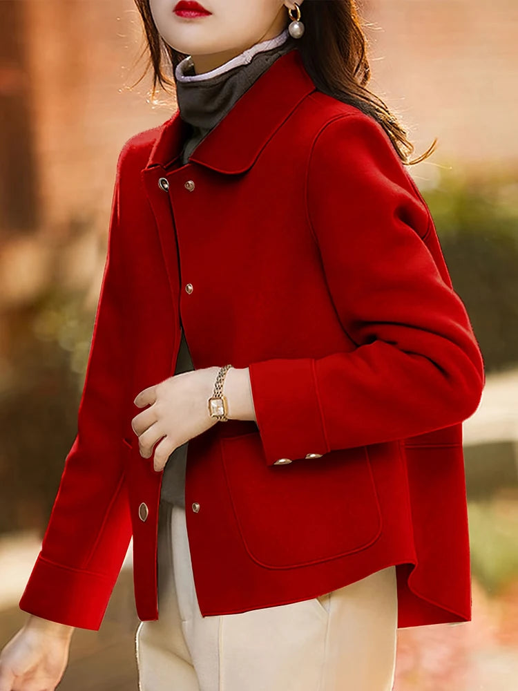 Classic Solid Short Woolen Coats