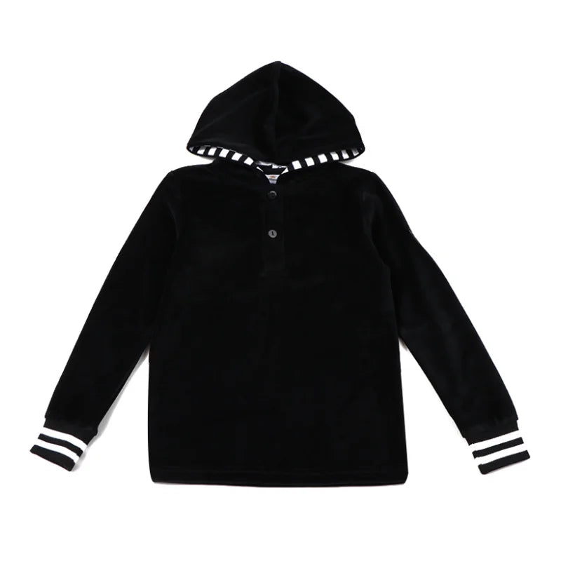 Tired Dress with Hooded Lining Striped Shirt