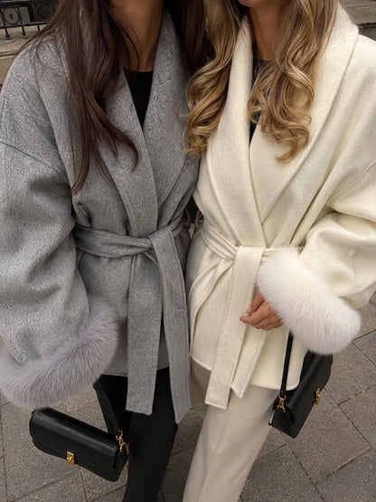 Tossy Fox Fur Wool Overcoat