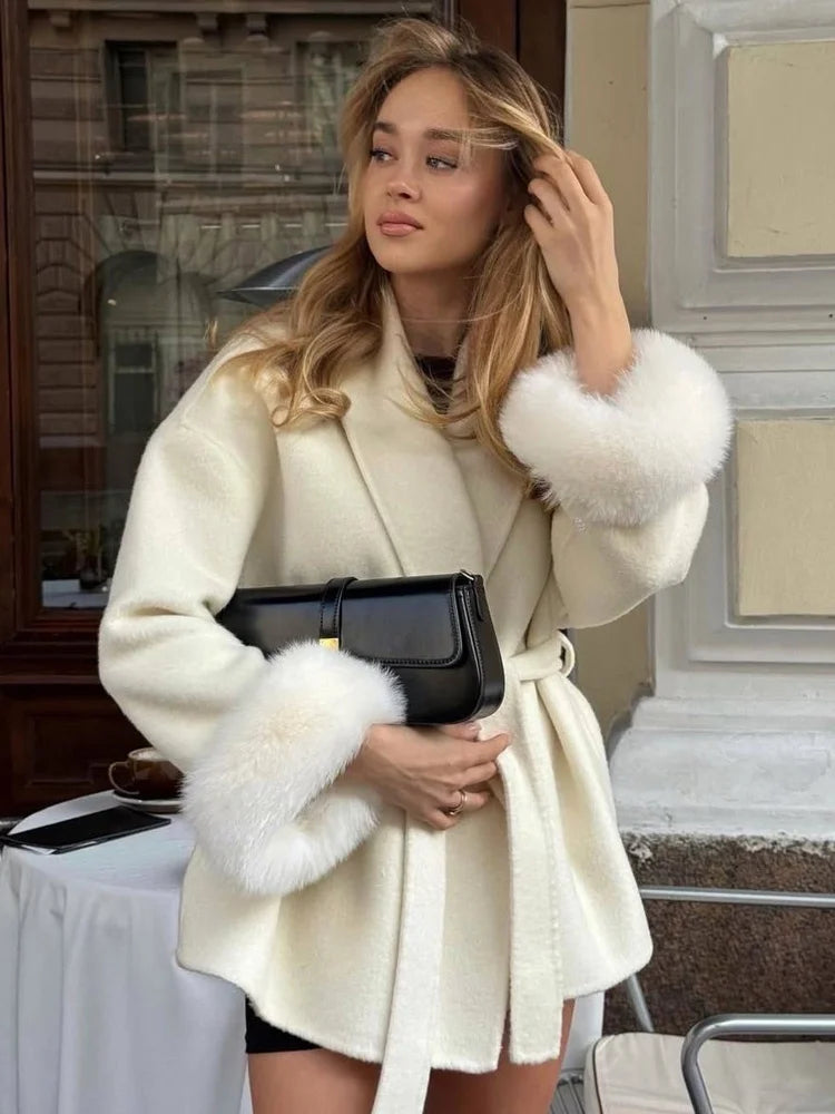 Tossy Fox Fur Wool Overcoat