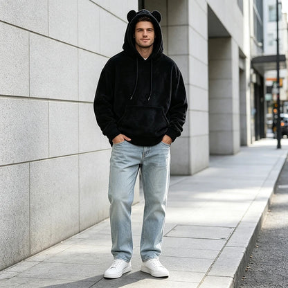 Men Fuzzy Fleece Hoodie