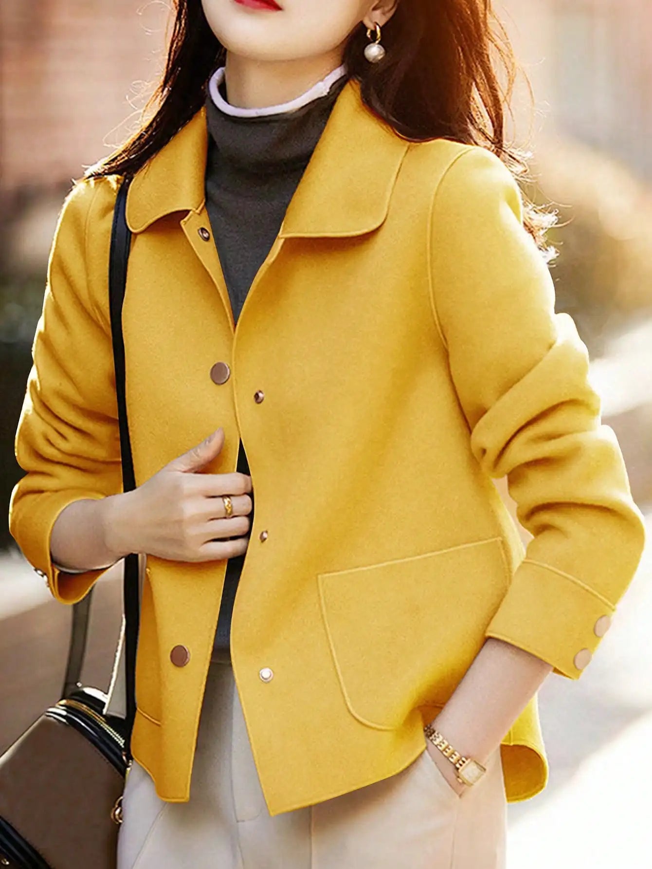 Classic Solid Short Woolen Coats