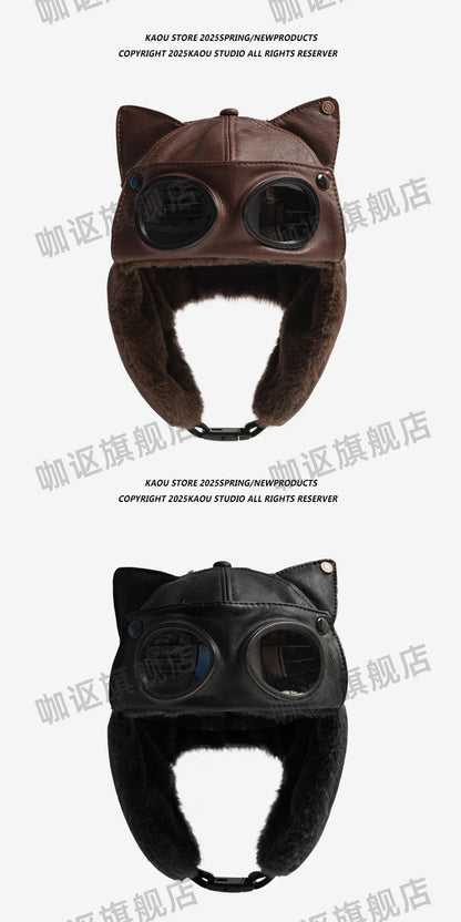 Leather Cat Ear Sunglasses