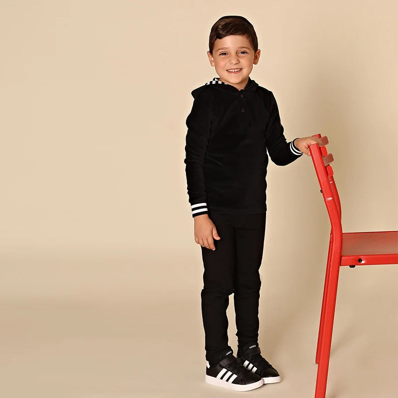 Tired Dress with Hooded Lining Striped Shirt