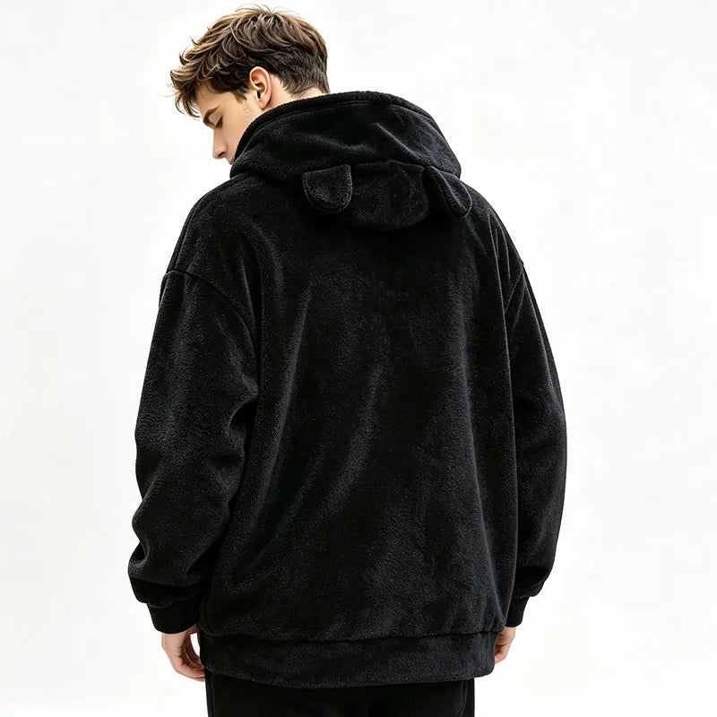 Men Fuzzy Fleece Hoodie
