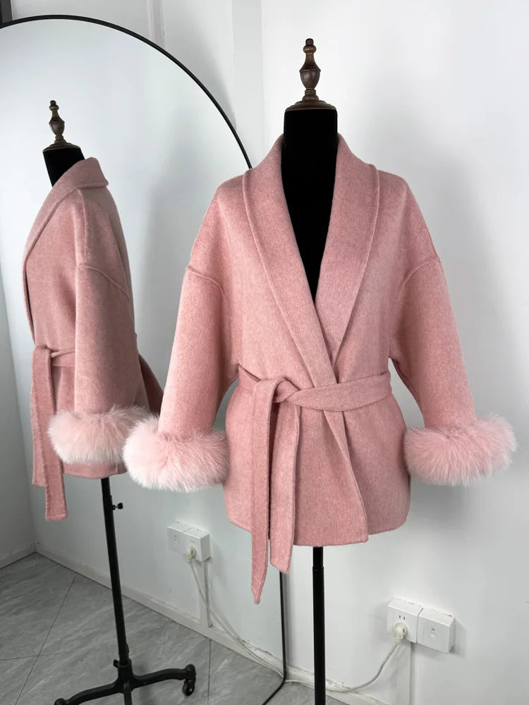Tossy Fox Fur Wool Overcoat