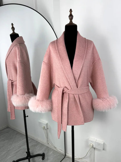 Tossy Fox Fur Wool Overcoat