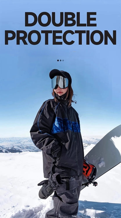 Magnetic Flip Cover Double Layer Anti-Fog Ski Goggles