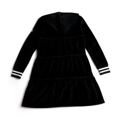 Tired Dress with Hooded Lining Striped Shirt