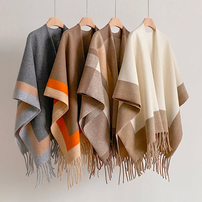 Winter Warm Plaid Ponchos And Capes