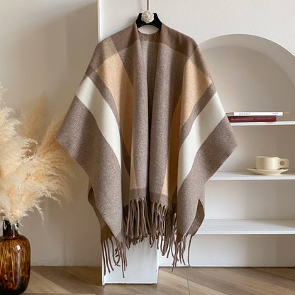 Winter Warm Plaid Ponchos And Capes