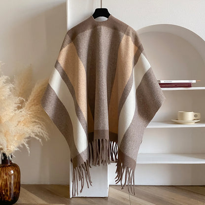 Winter Warm Plaid Ponchos And Capes