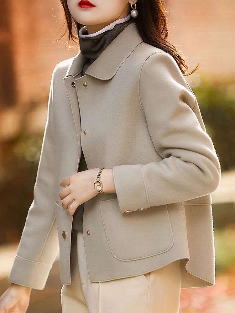 Classic Solid Short Woolen Coats