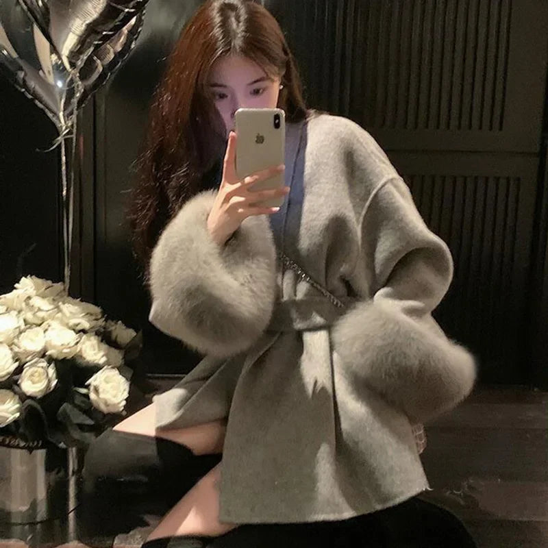 Tossy Fox Fur Wool Overcoat