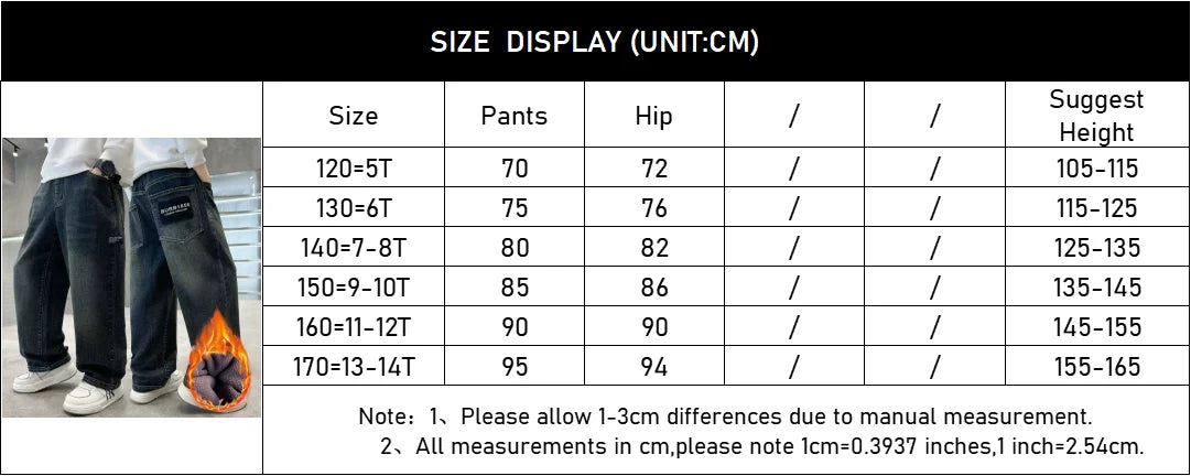Boys Plush Warm Jeans