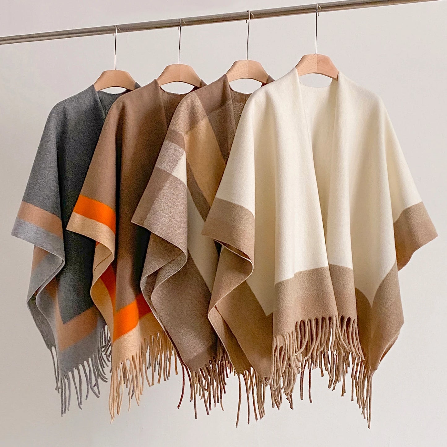 Winter Warm Plaid Ponchos And Capes