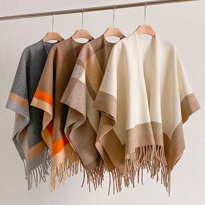 Winter Warm Plaid Ponchos And Capes