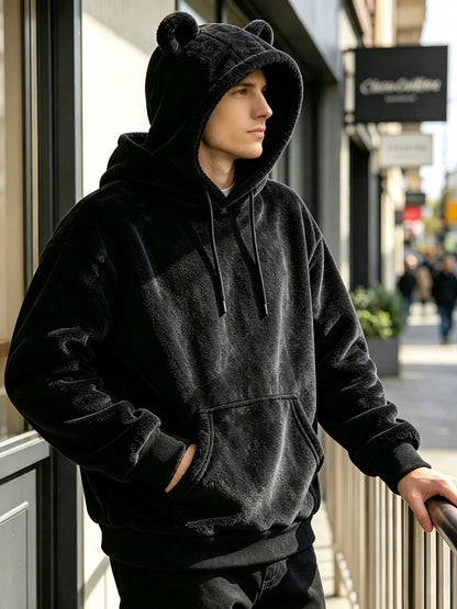 Men Fuzzy Fleece Hoodie