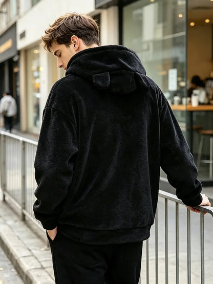 Men Fuzzy Fleece Hoodie