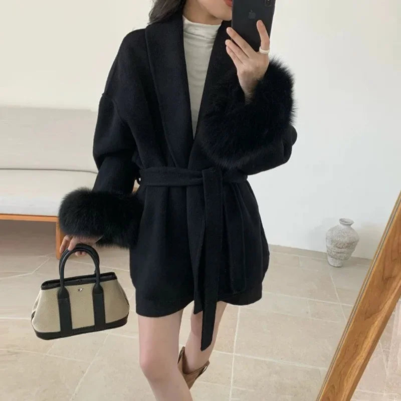Tossy Fox Fur Wool Overcoat