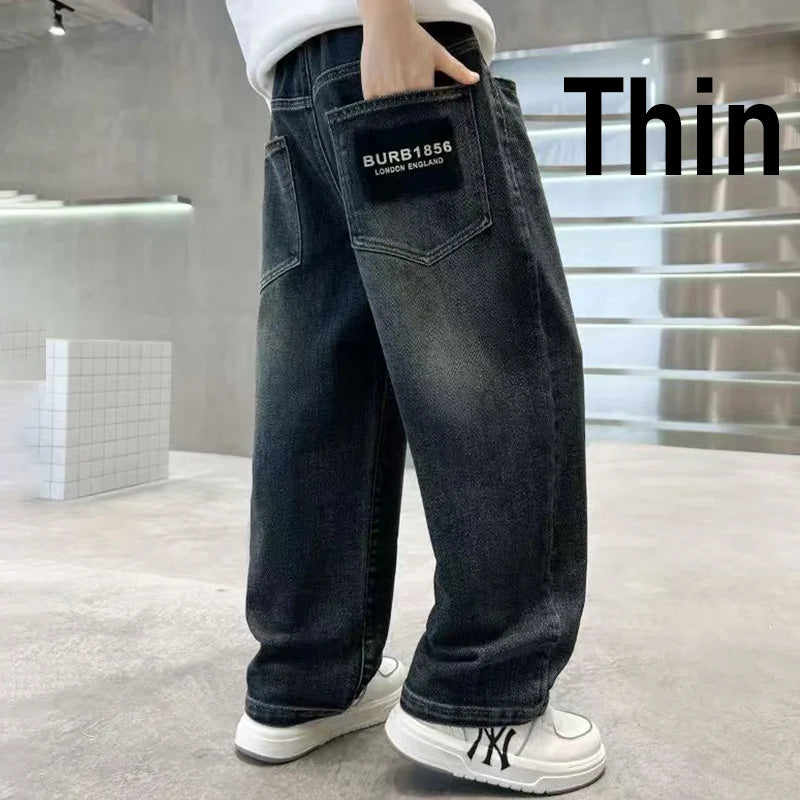 Boys Plush Warm Jeans