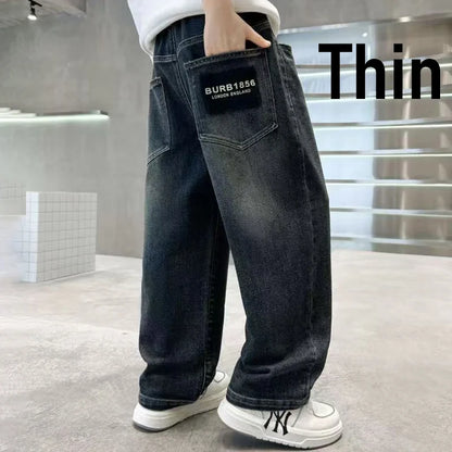 Boys Plush Warm Jeans