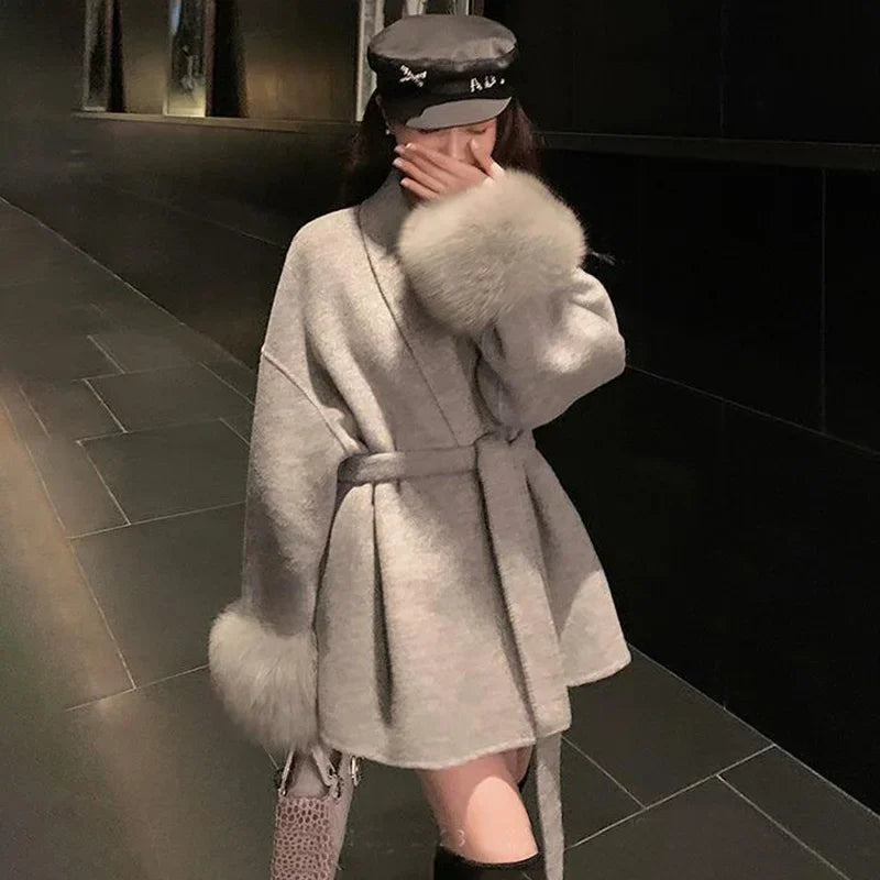 Tossy Fox Fur Wool Overcoat