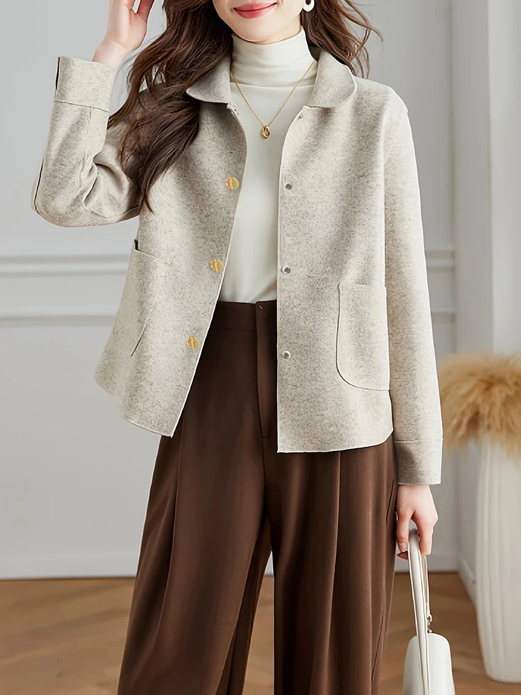 Classic Solid Short Woolen Coats