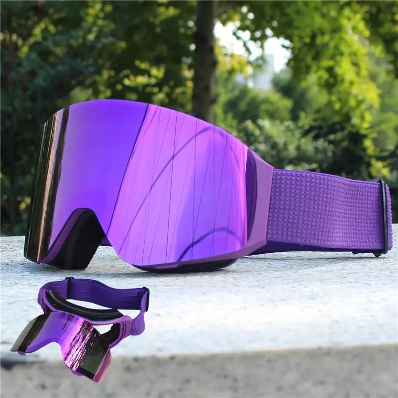 Magnetic Flip Cover Double Layer Anti-Fog Ski Goggles