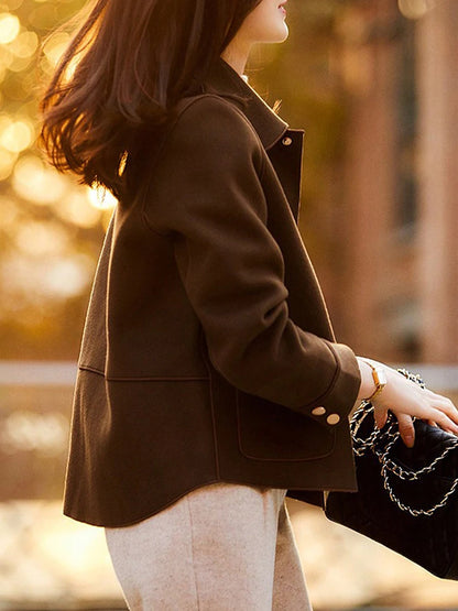 Classic Solid Short Woolen Coats