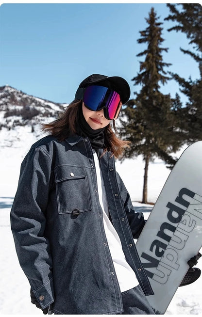 Magnetic Flip Cover Double Layer Anti-Fog Ski Goggles
