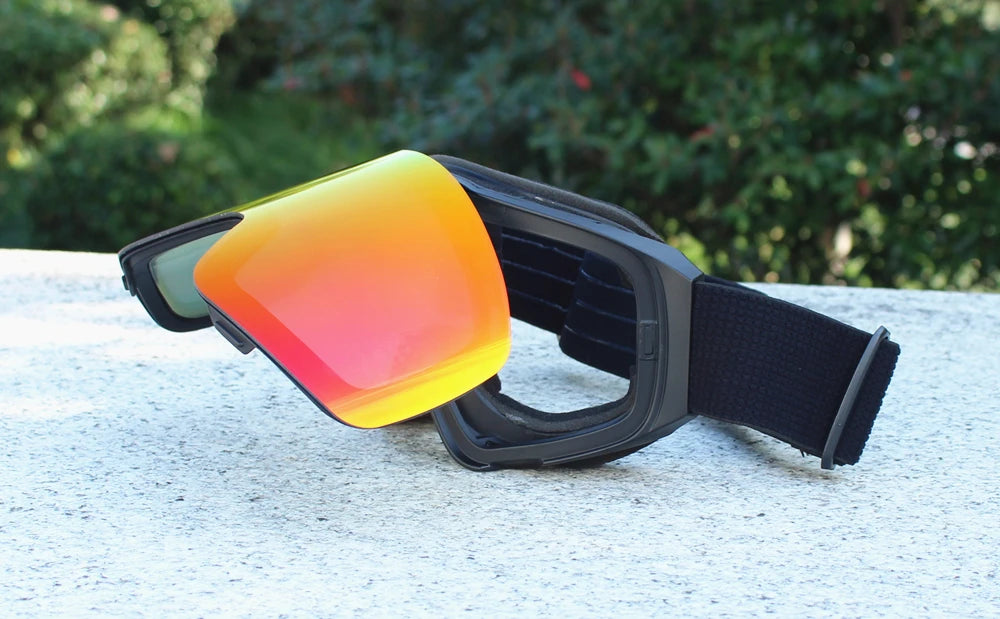 Magnetic Flip Cover Double Layer Anti-Fog Ski Goggles