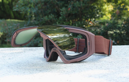 Magnetic Flip Cover Double Layer Anti-Fog Ski Goggles