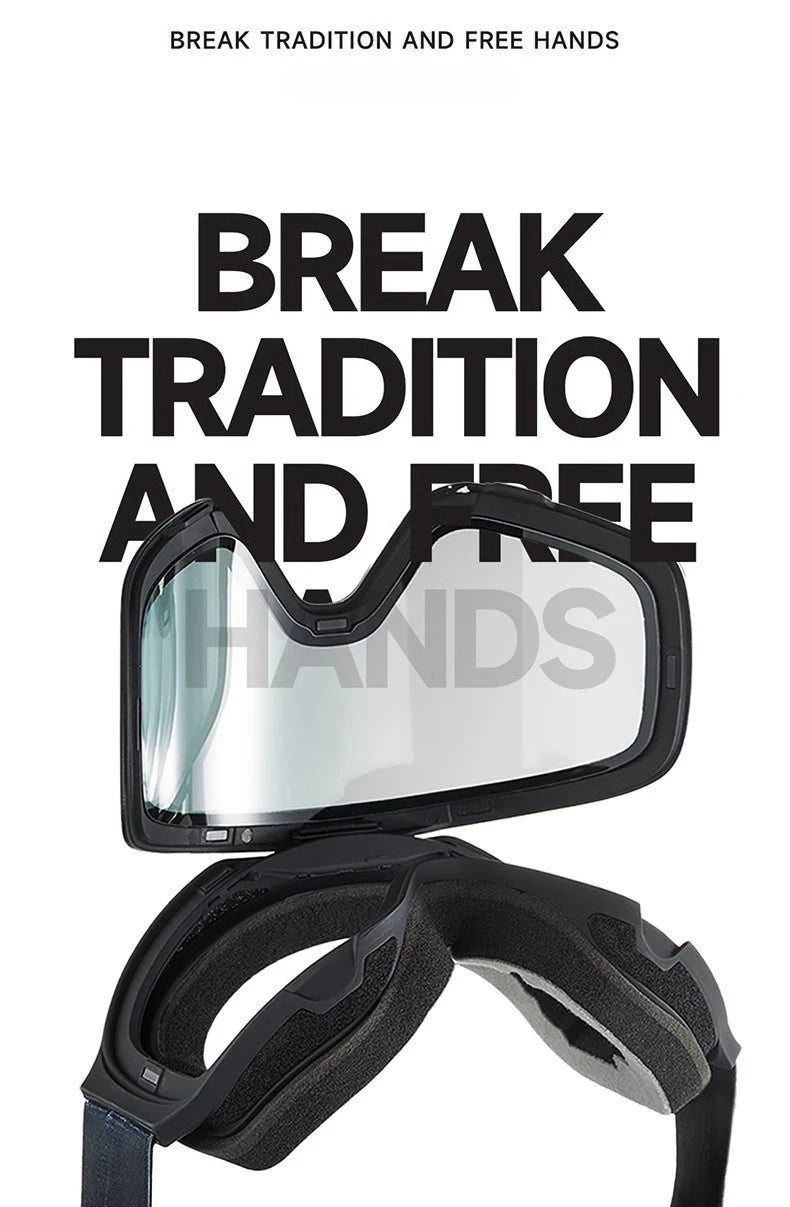 Magnetic Flip Cover Double Layer Anti-Fog Ski Goggles