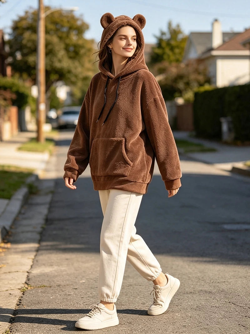 Men Fuzzy Fleece Hoodie