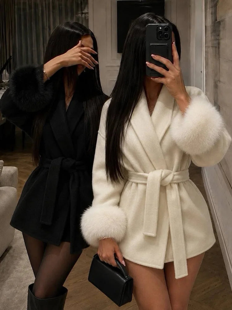 Tossy Fox Fur Wool Overcoat