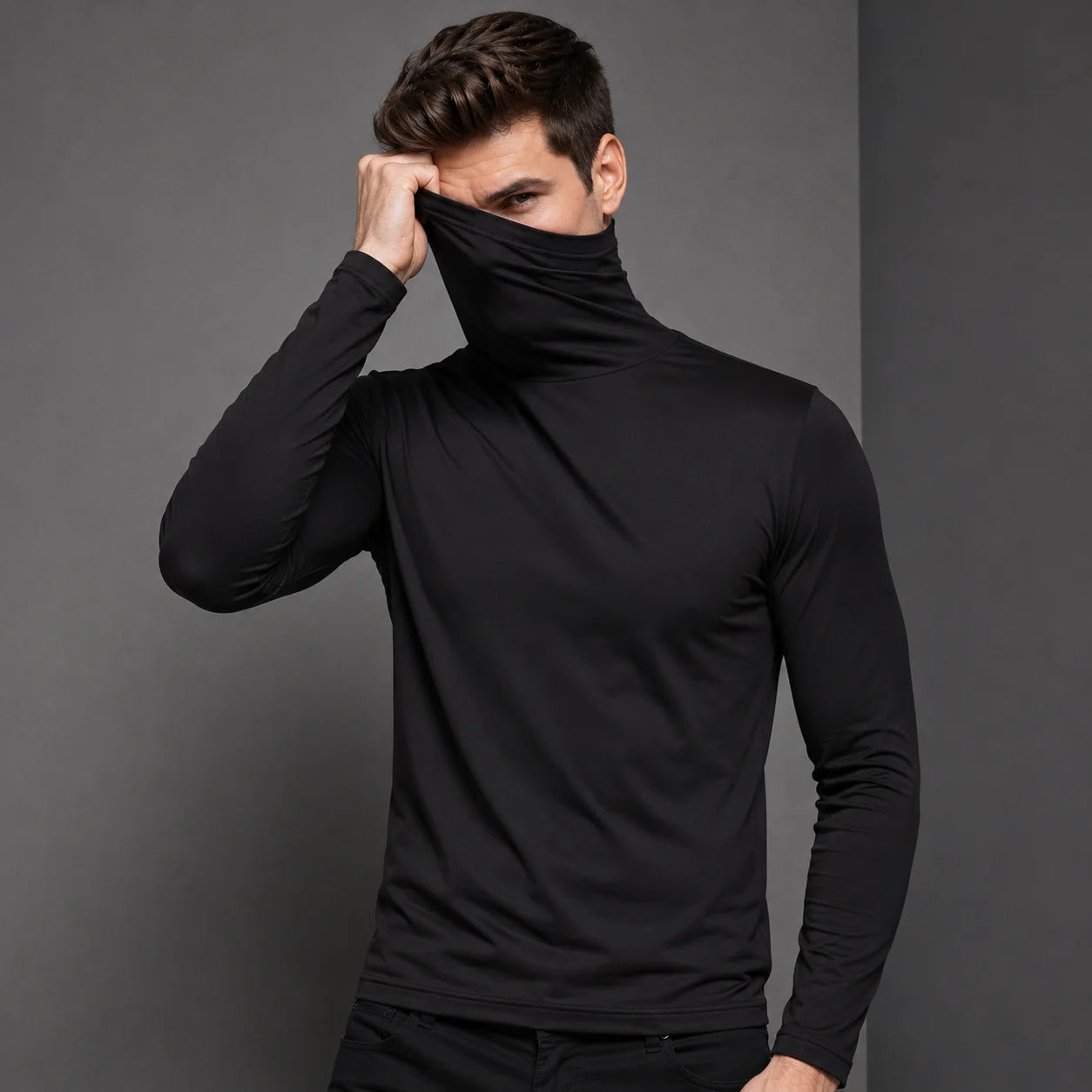 New Men's Thermal Turtleneck Shirt