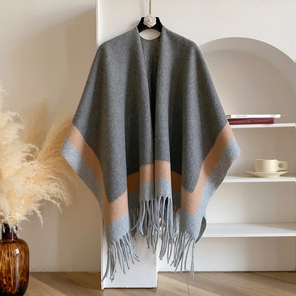 Winter Warm Plaid Ponchos And Capes