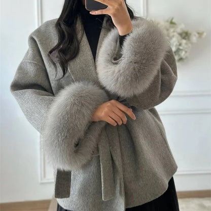 Tossy Fox Fur Wool Overcoat