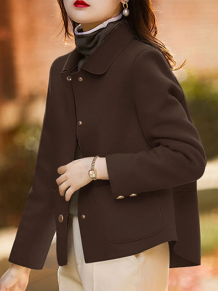 Classic Solid Short Woolen Coats