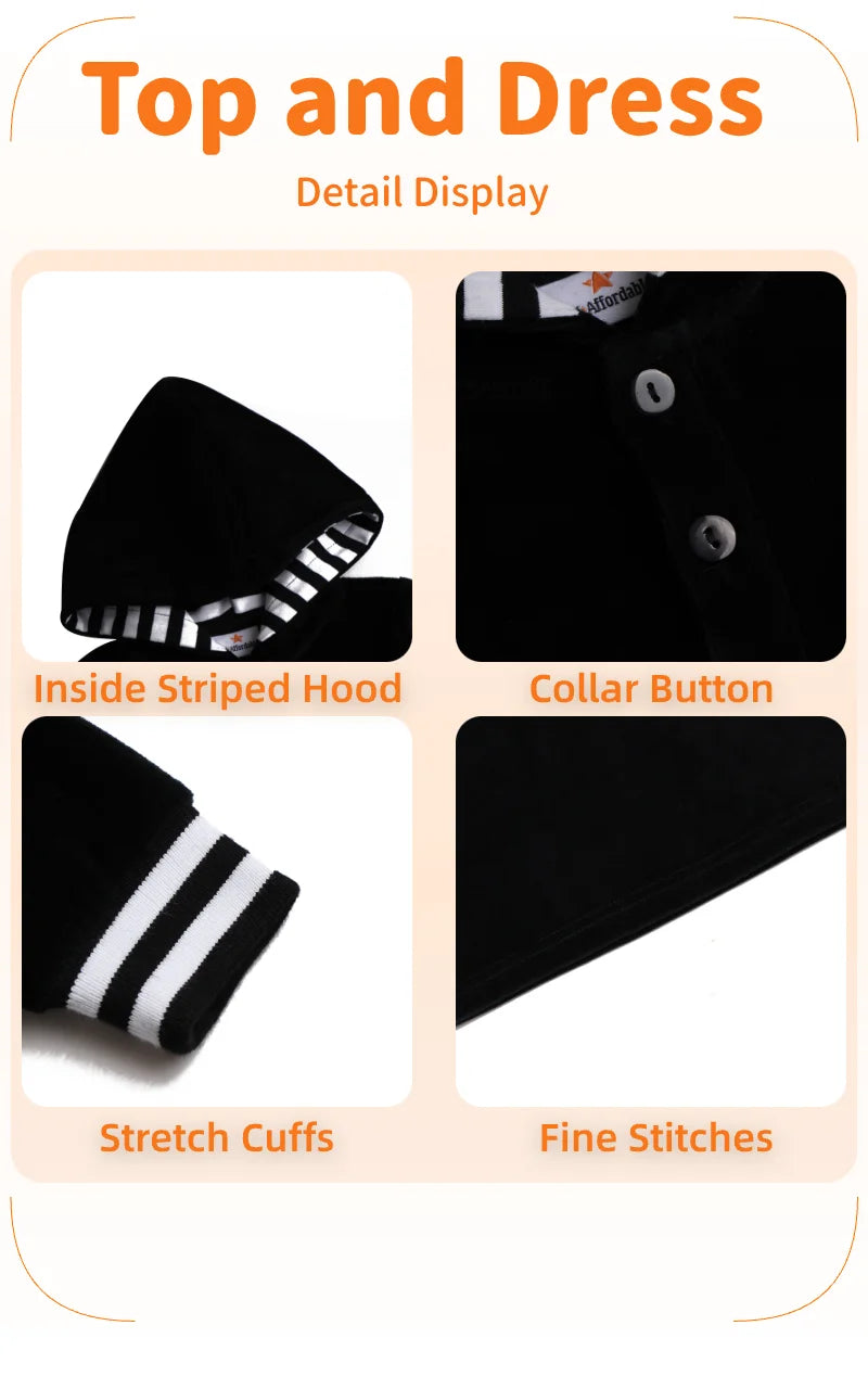 Tired Dress with Hooded Lining Striped Shirt