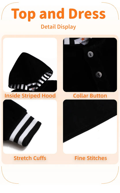Tired Dress with Hooded Lining Striped Shirt